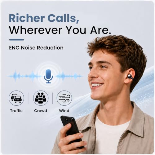 Image of WeCool Moonwalk M1 Open Ear Earbuds, Clip-On Bluetooth 6.0 Wireless Earphones, OWS Earbuds with ENC, 45H Playtime, Charging Case with LED Digital Display, Lightweight Fit for Sports & Daily Use