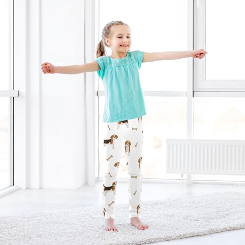 CaTaKu Girls Leggings Beagle Puppy Bone Leggings for Girls Kids Athletic Workout Yoga Pants Size 4-10T3