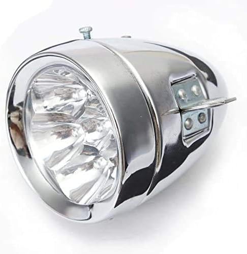 Miniatura 4 de Lámpara de luz frontal retro vintage para bicicleta, 7 luces LED Fixie con soporte (plata)