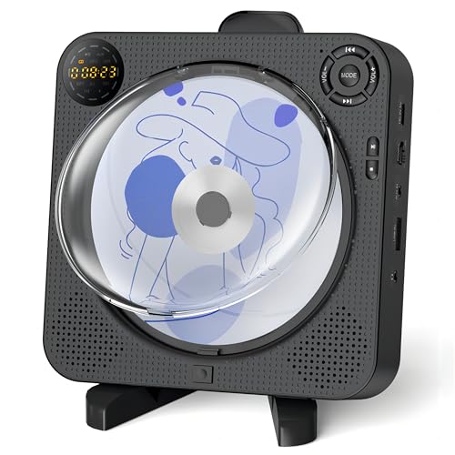 CD Player Portable, Bluetooth CD Player with Speakers Arafuna Small CD Playe for Home with Remote Control FM Radio Digital Screen Headphone Jack, Support AUX USB, Black