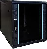 DSIT 12 HE - Kleiner Serverschrank - mit Glastür (BxTxH) 600 x 800 x 720 mm - Schwarz
