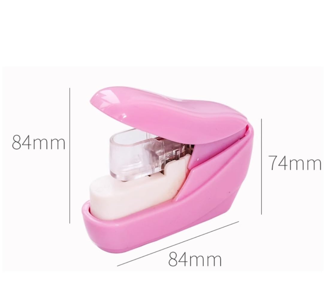 Cucitrice da Scrivania Cucitrice for Ufficio Senza Punti Metallici, Raccoglitore Decorativo Portatile Spillatrici per Ufficio(Pink)