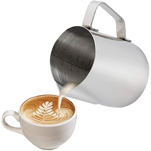 Anpro Milk Jug 350ml/12 fl.oz, 304 Stainless Steel Milk Pitcher, Milk Frothing Jug for Making Coffee Cappuccino Cover