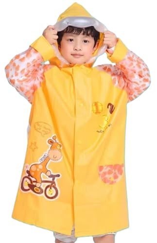 Image of Zacharias Boy's & Girl's Kids PVC Waterproof Long Raincoat with School Bag Cover No.517 (Yellow Pack of 1)