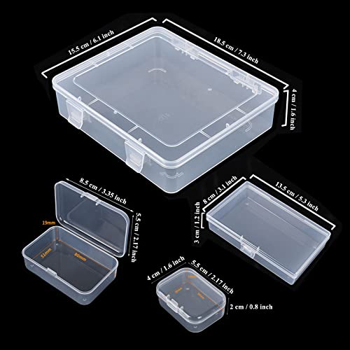 Image of 28 Pack Rectangular Mixed Sizes Clear Plastic Storage Containers | Hinged Lid, For Beads and Small Craft Items