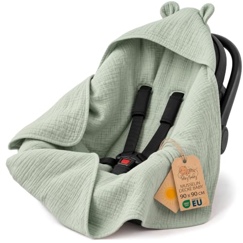 Musselin Decke Baby leichte Einschlagdecke Babyschale Sommer 85×85 cm – Ansicht 1