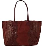handtasche schlangenleder optik  Freyday Damen Henkeltasche Handtasche Kroko Schlangen Strauß Optik versch. Farben 100% Leder (Kroko Dunkelrot)