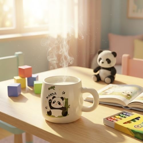 Image of NYRWANA Coffee Mug, Birthday Gifts for Women, Mugs for Present, Rakshabandhan Gift for Brother & Sister, Ceramic Mug, Cute Coffee Mugs, Panda Mug with Lid & Spoon (Assorted-350 ml)