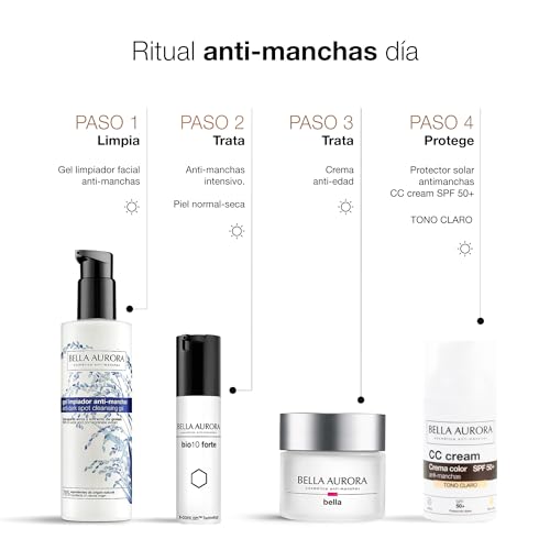 Bella Aurora CC Cream Antimanchas SPF 50+ con Color | Protector Solar Facial Antiedad | Unifica el Tono y Corrige Manchas | Hidratación Diaria | Piel Normal a Seca | Tono Claro | 30 ml - imagen 7