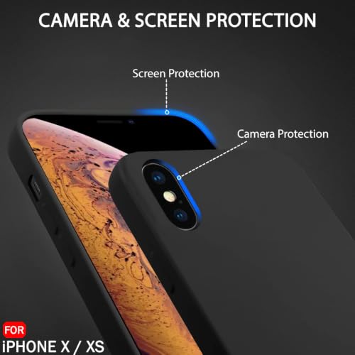 Image of TheGiftKart Liquid Silicone Back Cover Case for iPhone X /XS | Soft Micro-Fibre Lining Inside | Camera & Screen Protection | Shockproof Back Cover Case for iPhone X /XS (Silicone, Black)