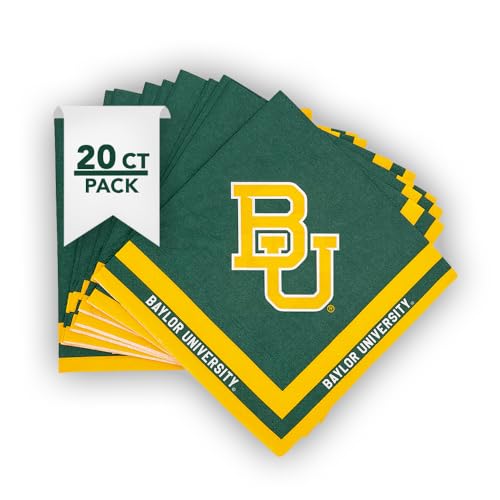 Desert Cactus Baylor University Disposable Napkins Bears 20 Count 2 Ply 13 inch Dinner Square for Tailgates, Graduation, Party and Game Day Tablecloth Decoration (Design A)