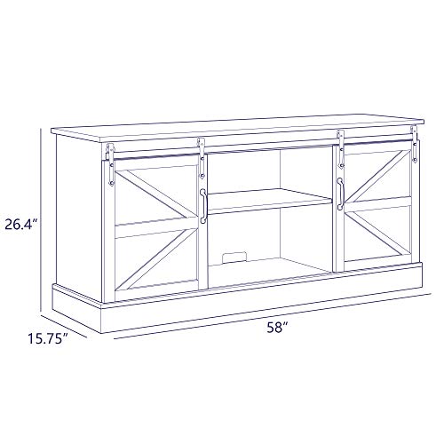 image for BELLEZE Vintage Farmhouse Sliding Door Television Console Wood Mental 