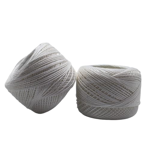 Image of Anchor Knitting Pearl Cotton Fast Colour Thread Yarn - Mercer Pearl Cotton 10gm Yarn (Thickness 1 mm) (Pack of 1 (White)