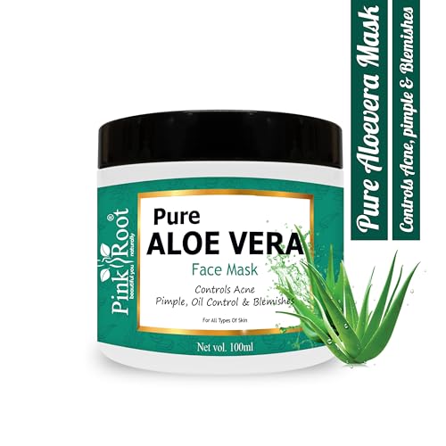 Image of Pink Root Aloe Vera Mask Enriched with natural Aloevera (100 ml) for Acne Control, Pimples Control & Removes dead Cells