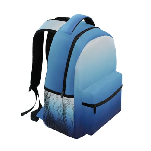 GAIGEO Ombre Blue Backpack School, Ergonomic Comfort Fit Teen Backpack, Name Tag, Stand Alone, M2