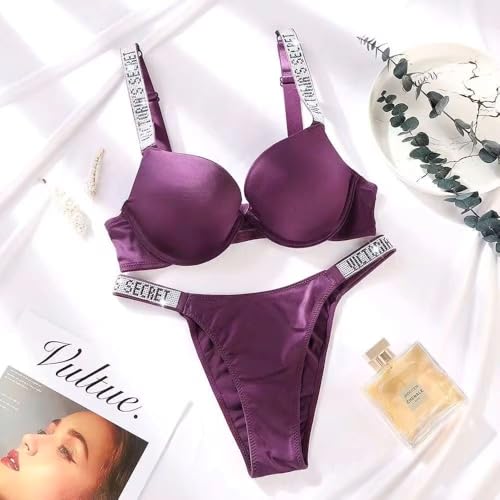 Image of Women Girl's Plain Cotton Padded Push-up Wireless Underwired Sports Non Padded Regular V Secret Everyday Wear Stylish Wired Non-Wired Full Coverage T-Shirt Solid Bra Underwear Lingerie Set