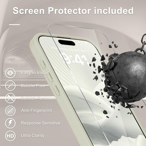 Image of YENAPOON for iPhone 16 Pro Max Case, Matte Magnetic Phone Cover [with 1 Screen Protector] [Support for MagSafe] [Shockproof Military Grade Protection] Translucent Frosted Back, Cream White