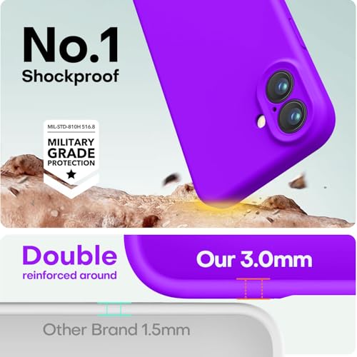 Image of LOVE 3000 Designed for iPhone 16 Case, Premium Silicone with [Soft Anti-Scratch Microfiber Lining] Shockproof Protective Phone Case for Men Women Girls 6.1 inch, Neon Purple