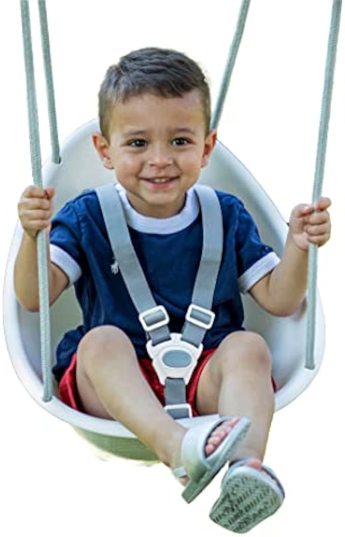 Swurfer Coconut Toddler Swing – Comfy Baby Swing Outdoor, 3- Point Adjustable Safety Harness, Secure, Safe Quick Click Locking System, Blister-Free Rope, Easy Installation, Ages 6-36 Months