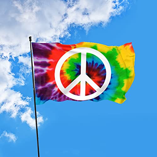 No Applicable QIZI-226A45 Peace Flag Peace Sign Colorful Tie-Dye Flag Banner 3X5 Feet Banner Flag cover