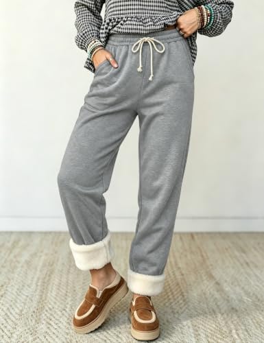 Image of Yeokou Women's Warm Sherpa Lined Athletic Sweatpants Joggers Fleece Pants