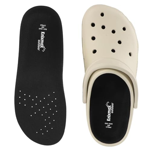 Knixmax Insoles for Crocs 1 Pair Comfort Replacement Clogs Inserts for Men Women Thin Arch Support Shoe Liners Breathable Wide Innersoles for Garden Clogs Mules Sneakers Black EU 42-43