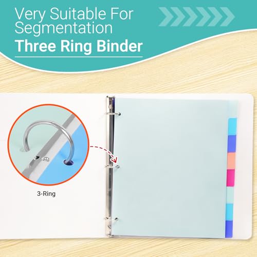 WORPSON 8 Tabs Durable Plastic Write & Erase Large Tabs Dividers for 3 Ring Binders, Rectangle Binder Dividers with Sticker for Study, Teacher, Office, Home Organizers (Multi A, 3 Set (24 Tab)) - Thumbnail 7