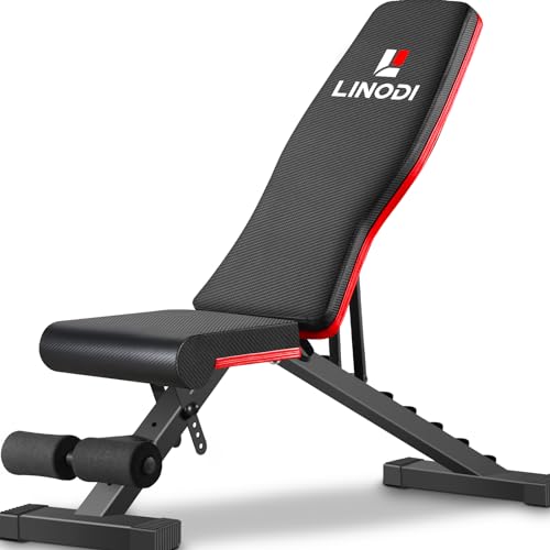 LINODI Adjustable Weight Bench for Home Gym，Foldable Incline Decline Flat Workout Bench for Full Body Strength Training, Dumbbell Press & Ab Exercises by LINODI - Used condition - US$64.72