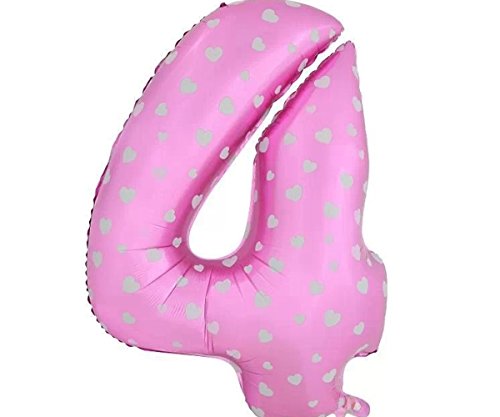 Image of AMFIN 17 inch 4 Number Foil Balloon, Birthday Decoration Items [Helium Supported] - Pink