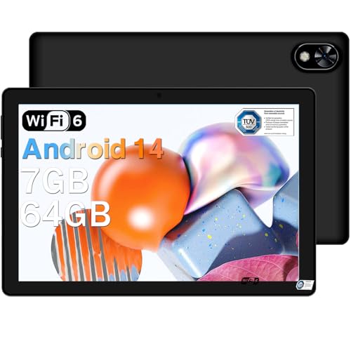 DOOGEE U9 2024 Newest Android 14 10" Tablet 7GB RAM+64GB ROM 1TB TF, Bluetooth 5.0 WIFI 6 Tablet, Android Tablets 1280x800 HD IPS Screen, OTG, Type C, 3.5mm Heakphone Jack, Tablet PC 2024 - Black