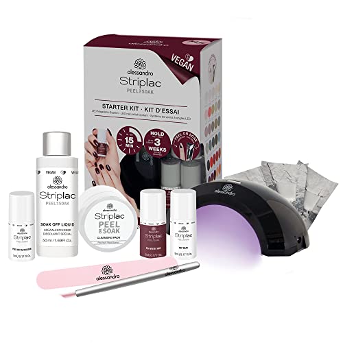 alessandro Striplac Peel or Soak -VEGAN- Starter Kit – LED-Nagellack Set – Velvet Red - Für perfekte Nägel in 15 Minuten