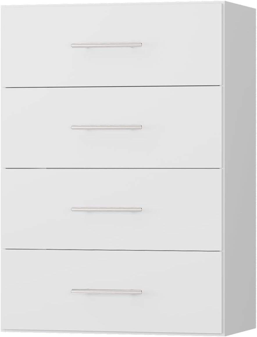 ROOMTEC 25.5″ 4 Drawer Short Tower Closet Unit, Modular Closet System with Drawers and Shelf, Wardrobe Organizer for Bedroom or Walk-in Closet, Wall Mounted, Customizable Clothes Storage Unit, White
