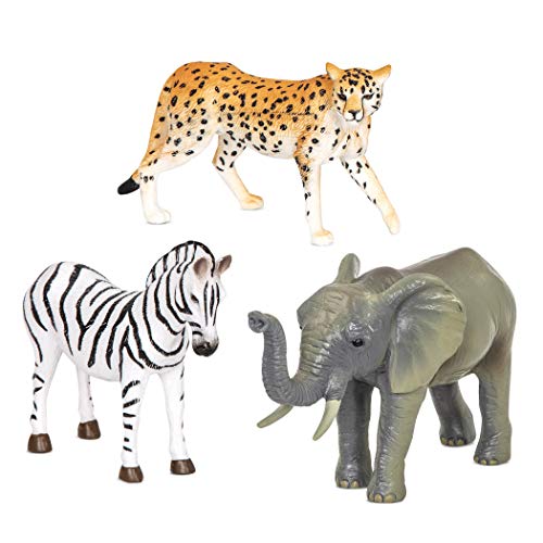 Terra 3 Savannentiere Figuren – Zebra, Elefant, Gepard – Realistische Tierfiguren Set, Kinder...
