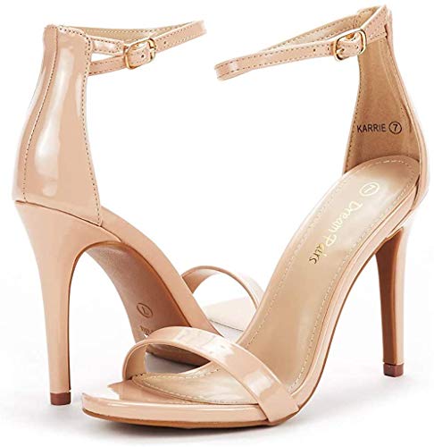 Dream Pairs Women's Karrie Nude Pat High Stiletto Pump Heeled Sandals Size 7 B(M) Us #TOP3