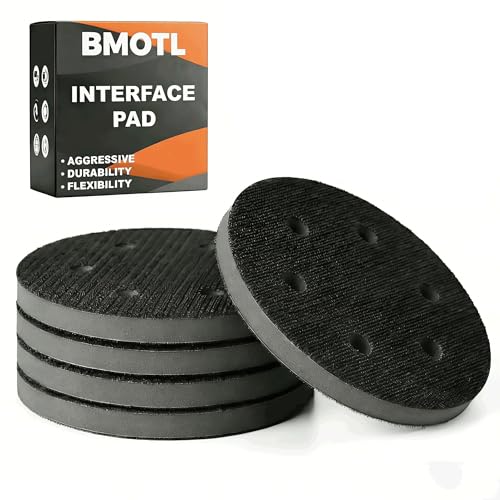 6-Inch 6-Hole Interface Pad: 5 Pack Hook &amp; Loop Foam Sanding Discs Backing Pads Replacement for Random Orbital Sander,Soft Density Sponge Round Cushion Buffer