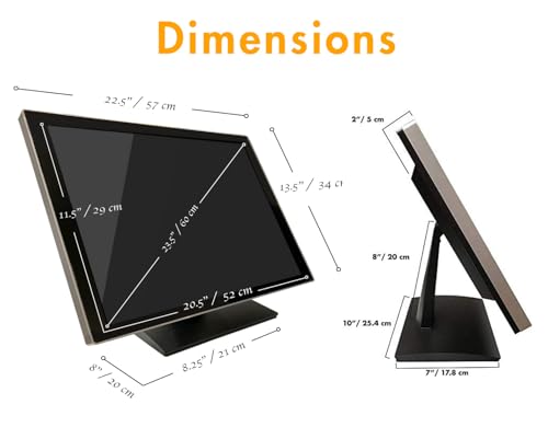 Image of ANGEL POS 23.6 inch Commercial Grade Metal Housing Capacitive LED Capacitive Multi-Touch HDMI VGA Monitor 16:9 Display 1920 x1080, Splash Proof Touchscreen, Industrial, Office, Retail, Restaurant