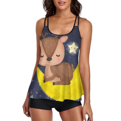 Maillot de bain tankini femme short bikini robe plage motif cerf