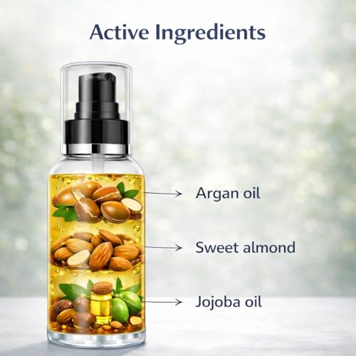 Image of Brazilian Keratin Hair Serum (110 ml) for Dry & Frizzy Hair | Promotes Smooth & Shiny Hair | Upto 48hrs Frizz Control | With Argan Oil, Jojoba Oil & Almond Oil | Hair Serum for Heat Protection