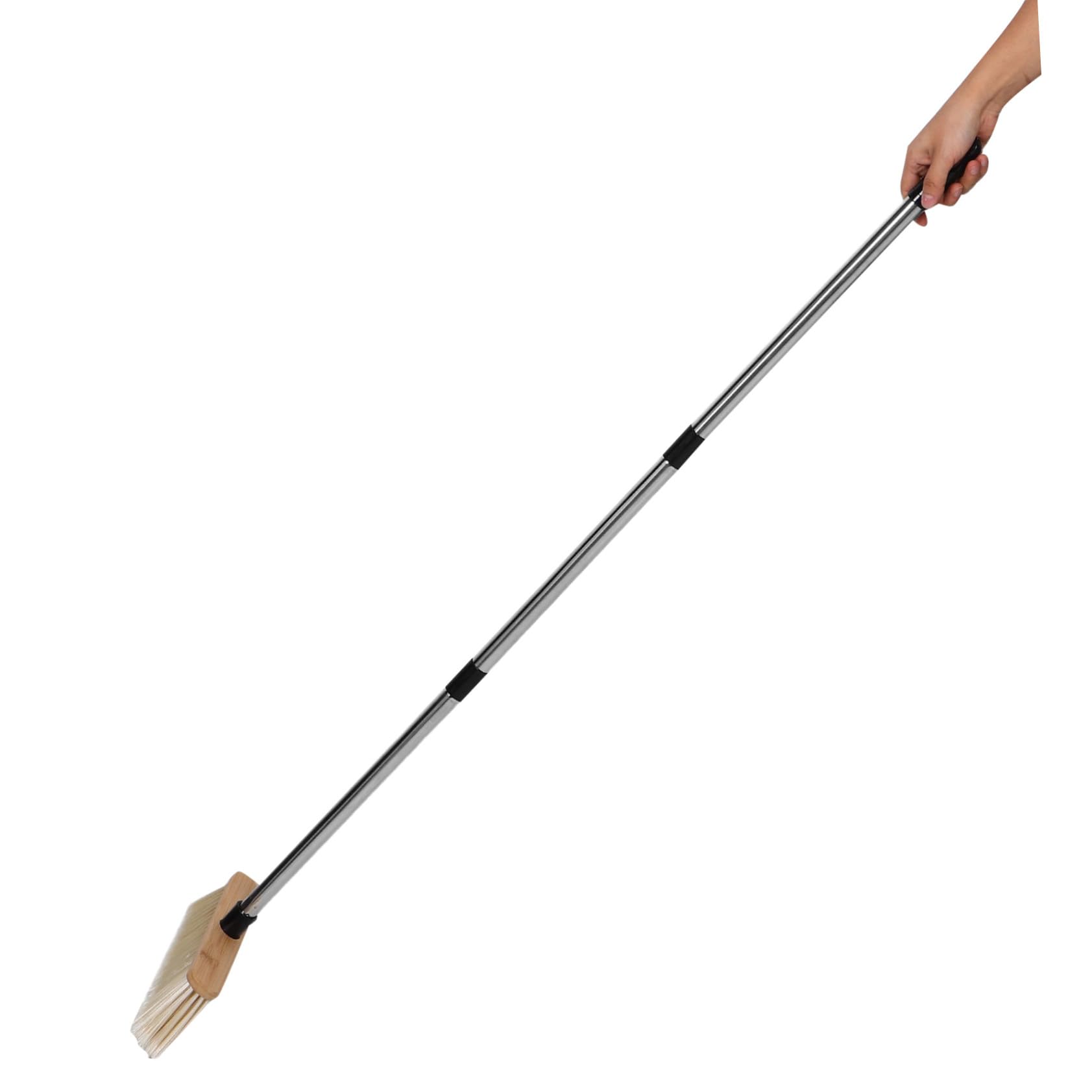 Beaupretty Scopa Giardino in Bamboo e Acciaio Spazzola Dura per Pulizia Garage e Patio Manico Robusto per Esterni Spazzolone Efficiente per Pavimenti Duri e Cortili