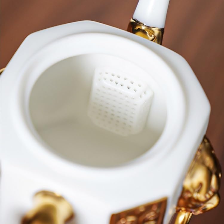 Tea Cup Nacreous Jade Porcelain Teapot for Brewing Home Gift Gilded Hand-Crafted Soaking Container