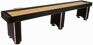 Harvil 12-Foot Shuffleboard Table with Complete Shuffleboard Accessories, Built-in Storage Cabinet, and Leg