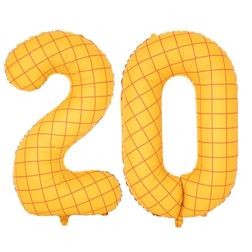 Image of 40 inch Large Number Balloon 20 Toy Inspired Story Yellow Birthday Balloon | Western Rodeo Party Supplies Boy Girl Story Anniversary Kids Birthday Party Cowboy Farm Themed Baby Welcome Decorations