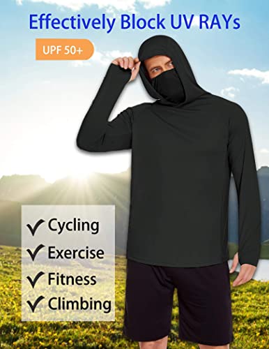 Image of COOrun Men's Hooded Sun Shirts with Mask Fishing Shirts for Men Long Sleeve UPF 50 Rash Guards Cooling Hoodies Hiking Shirts