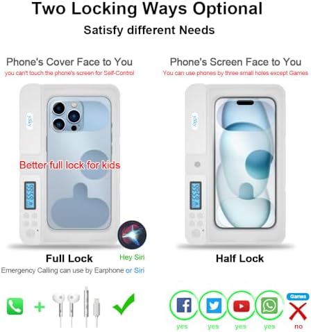 ySky Portable Phone Lock Box with Timer for iPhone and Android Phones, Self-Control Timed Phone Jail Locker to Help Kids,Students, Adults Focus Back, Unplug from Phones Boost Your Mental Wellness