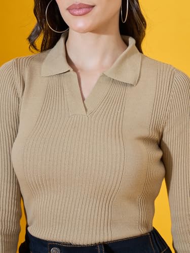 Image of 98 Degree North Women Spread Collar Sweater-G1577-BLACK