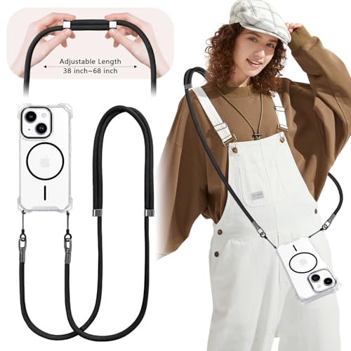 VooDirop for iPhone 14 Case with Crossbody Lanyard, Compatible with MagSafe, Clear Magnetic Phone Case with Strap Adjustable, Shockproof Drop Protection, for iPhone 14 6.1'' by VooDirop - Used condition - Image 5