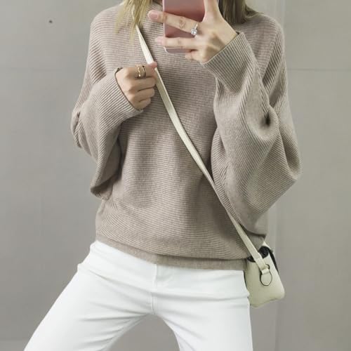 Image of Blostirno Women's Boat Neck Batwing Sleeves Dolman Ribbed Knitted Sweaters Pullovers Tops
