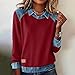 Color Block Shirts for Women Casual Long Sleeve Denim Stitching Collared Tops Trendy Work Office Pullover Blouses Loose Fit Tunic Blouse Comfy Spring Outfits Cotton Tshirts Sweatshirts