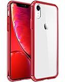 Mkeke Compatible with iPhone Xr Case,Clear Anti-Scratch Shock Absorption Cases for 6.1 Inch (Red)
