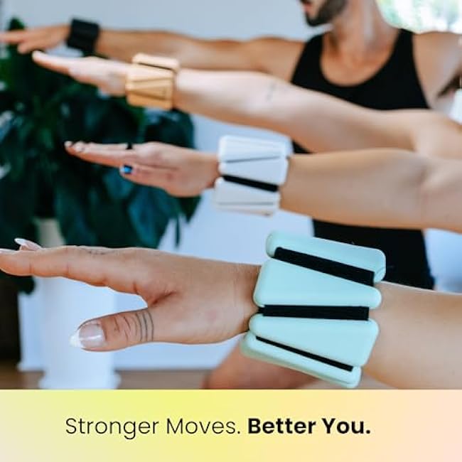 OmWeights - Wrist and Ankle Weights for Women and Men | Elevate Your Workouts With Weighted Bangles | Cardio, Yoga, and Pilates Ankle Weights For Women and Men | Adjustable Leg and Arm Weights 1lb Each